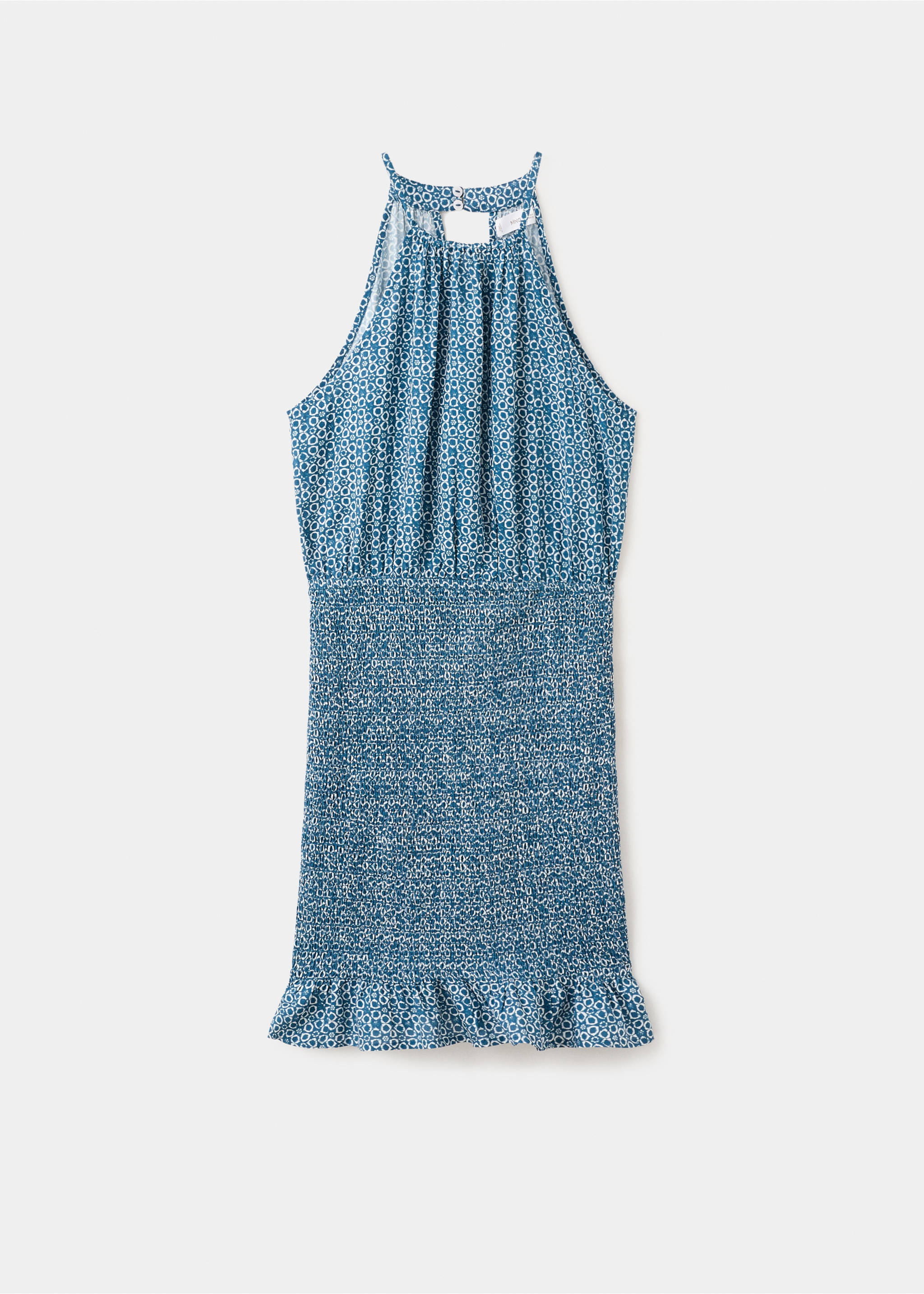 Printed ruched dress - Article without model, Blue. Ref: 27065956-00.