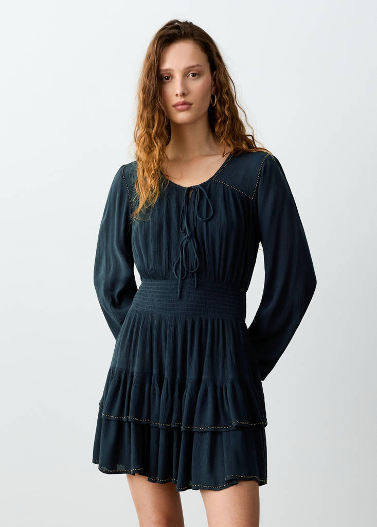 Short dress with bead detail — Blue