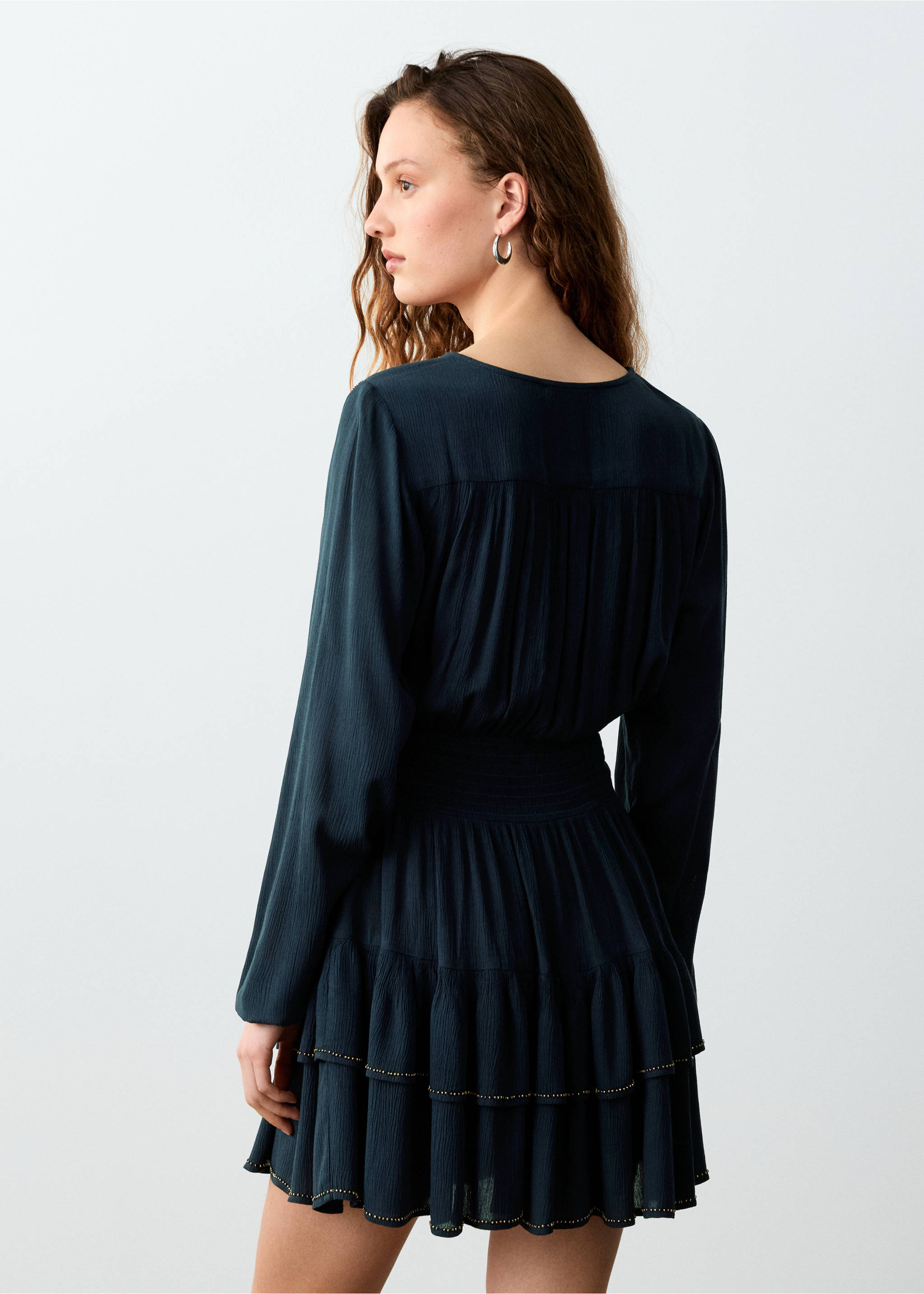 Vestit curt detall granadures - Revers de l'article, Blau. Ref: 27065957-00.