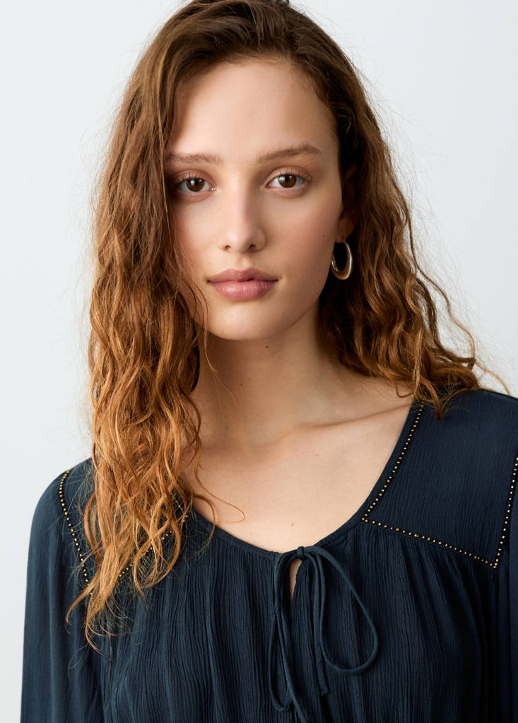 Short dress with bead detail — Blue