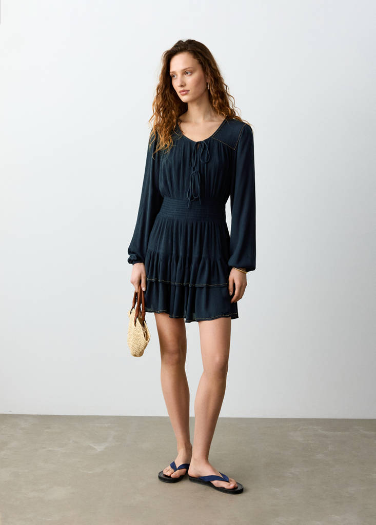 Short dress with bead detail — Blue