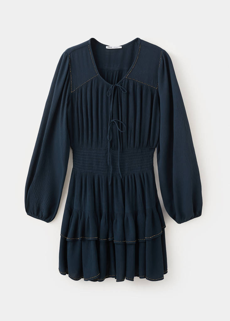Short dress with bead detail — Blue