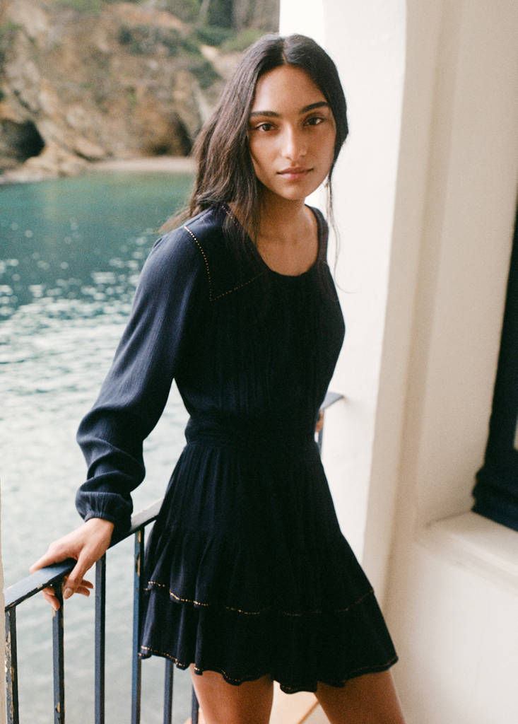 Short dress with bead detail — Blue