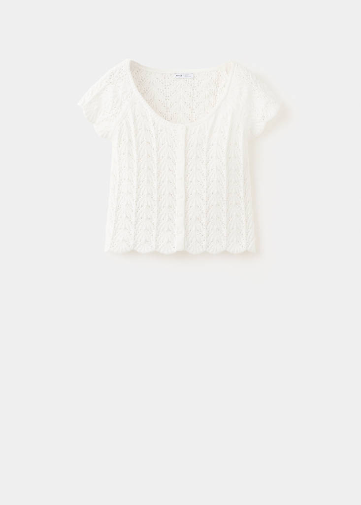 Stricktop mit Lochmuster — Cremeweiß