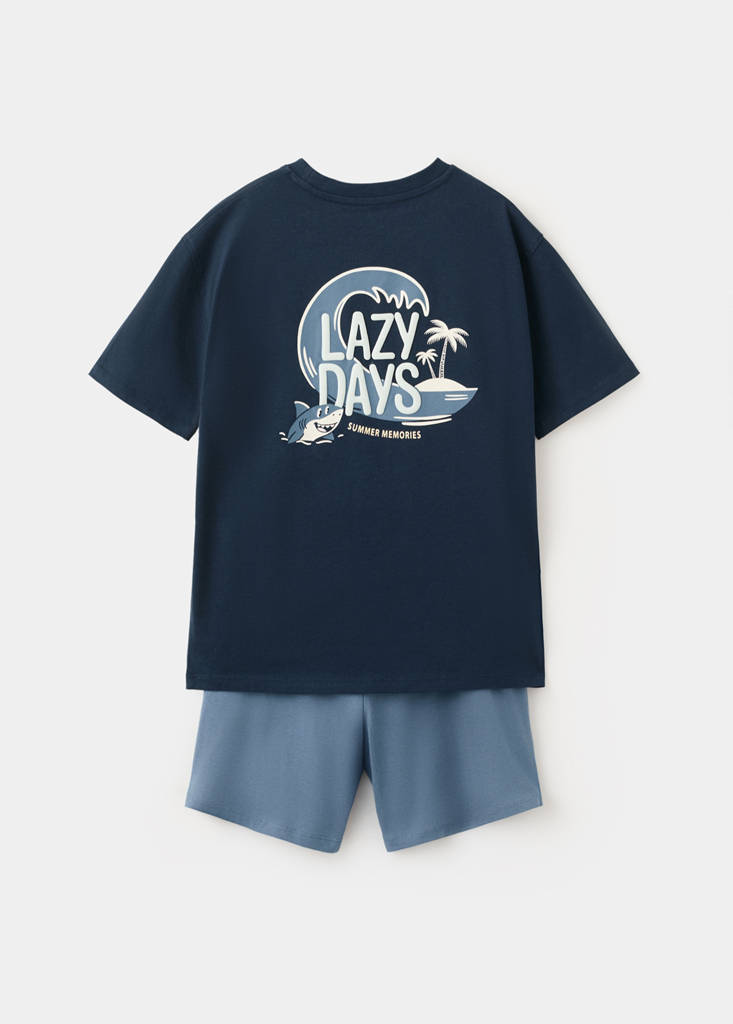 Set mit kurzem Pyjama, kombiniert — Marineblau