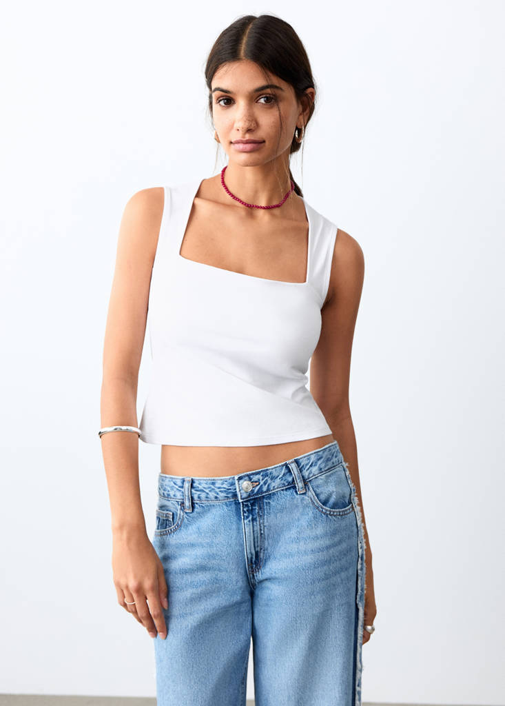 Fitted top with wide straps — Off White