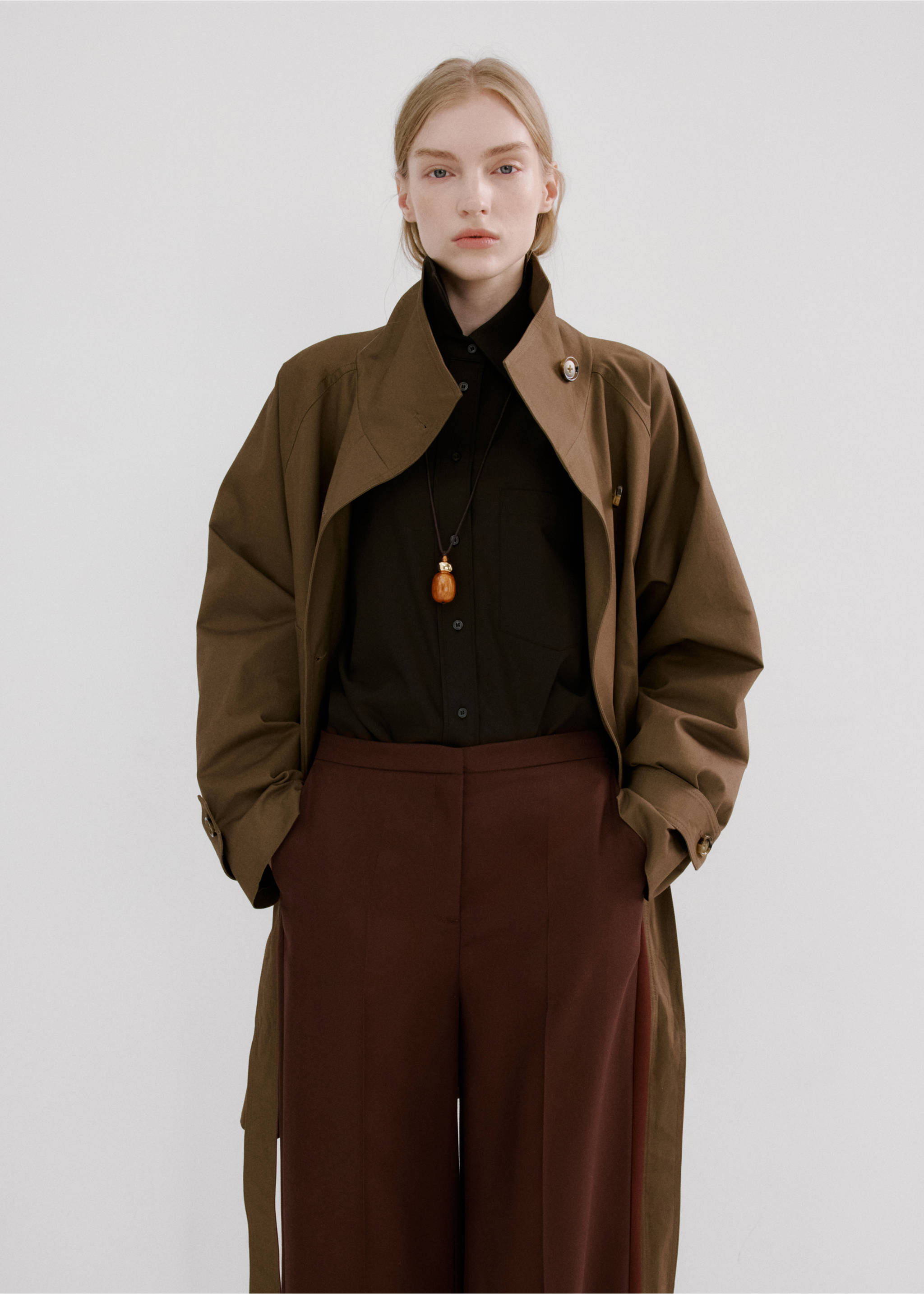 High-waisted lyocell trousers - Medium plane, Burnt Orange. Ref: 27065964-00.