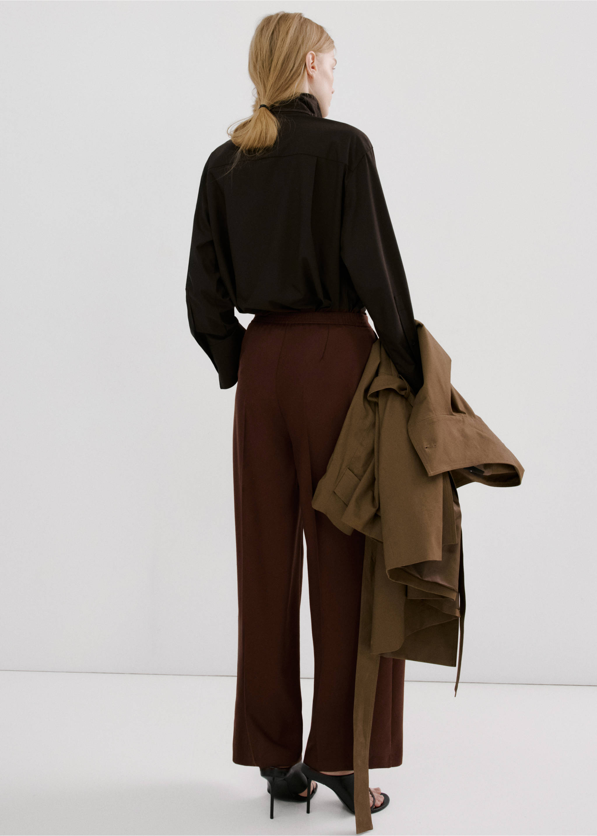 High-waisted lyocell trousers - Reverse of the article, Burnt Orange. Ref: 27065964-00.