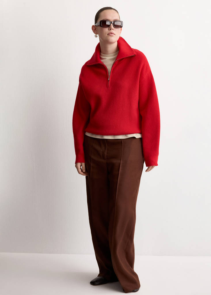 High-waisted lyocell trousers — Burnt Orange