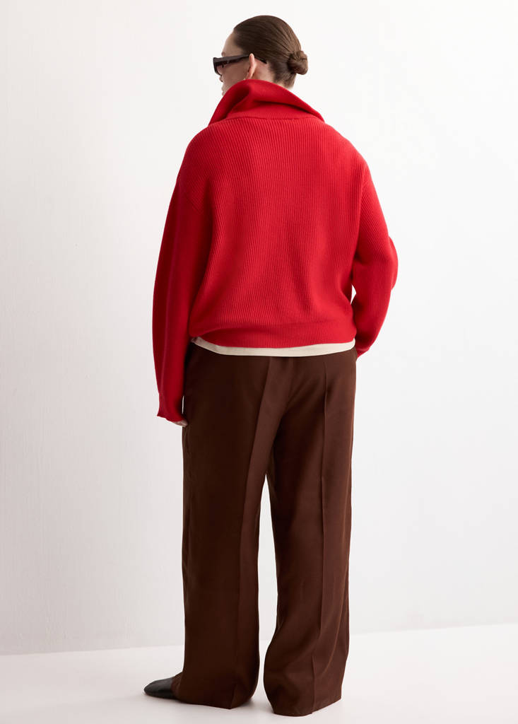 High-waisted lyocell trousers — Burnt Orange
