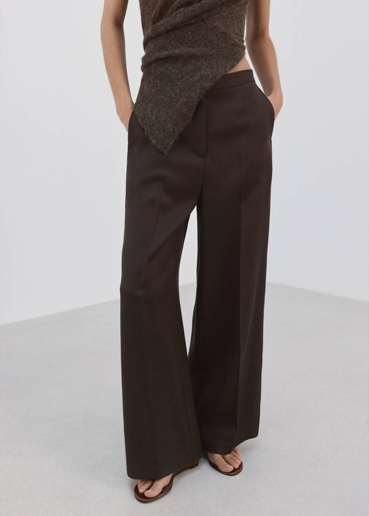 High-waisted lyocell trousers — Chocolate