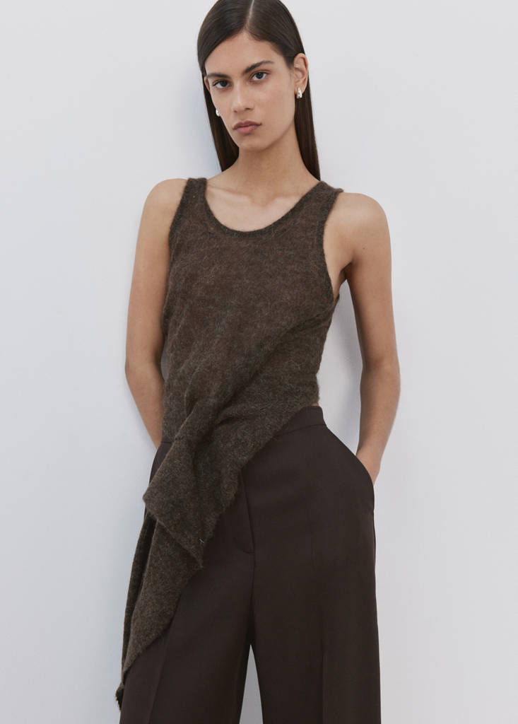 High-waisted lyocell trousers — Chocolate