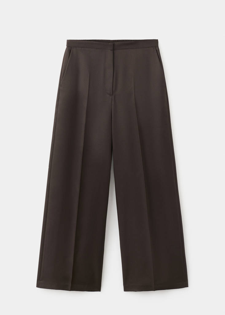 High-waisted lyocell trousers — Chocolate