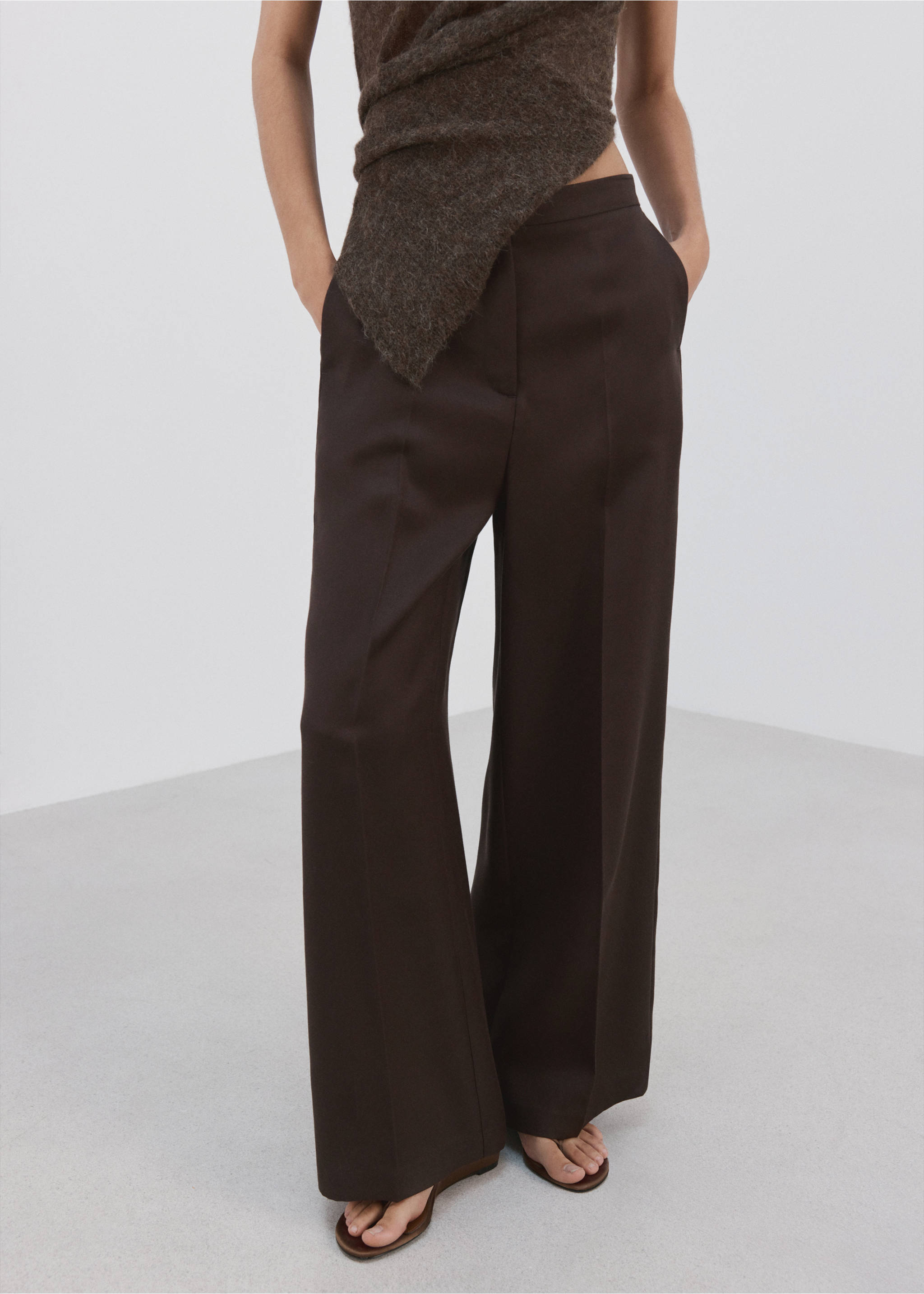 High-waisted lyocell trousers - Medium plane, Chocolate. Ref: 27065964-05.