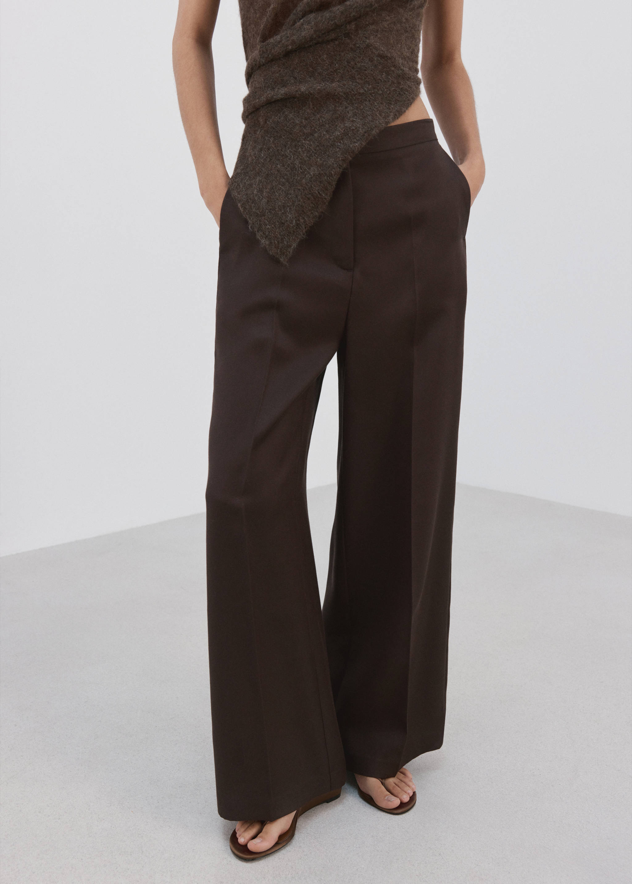High-waisted lyocell trousers - Medium plane