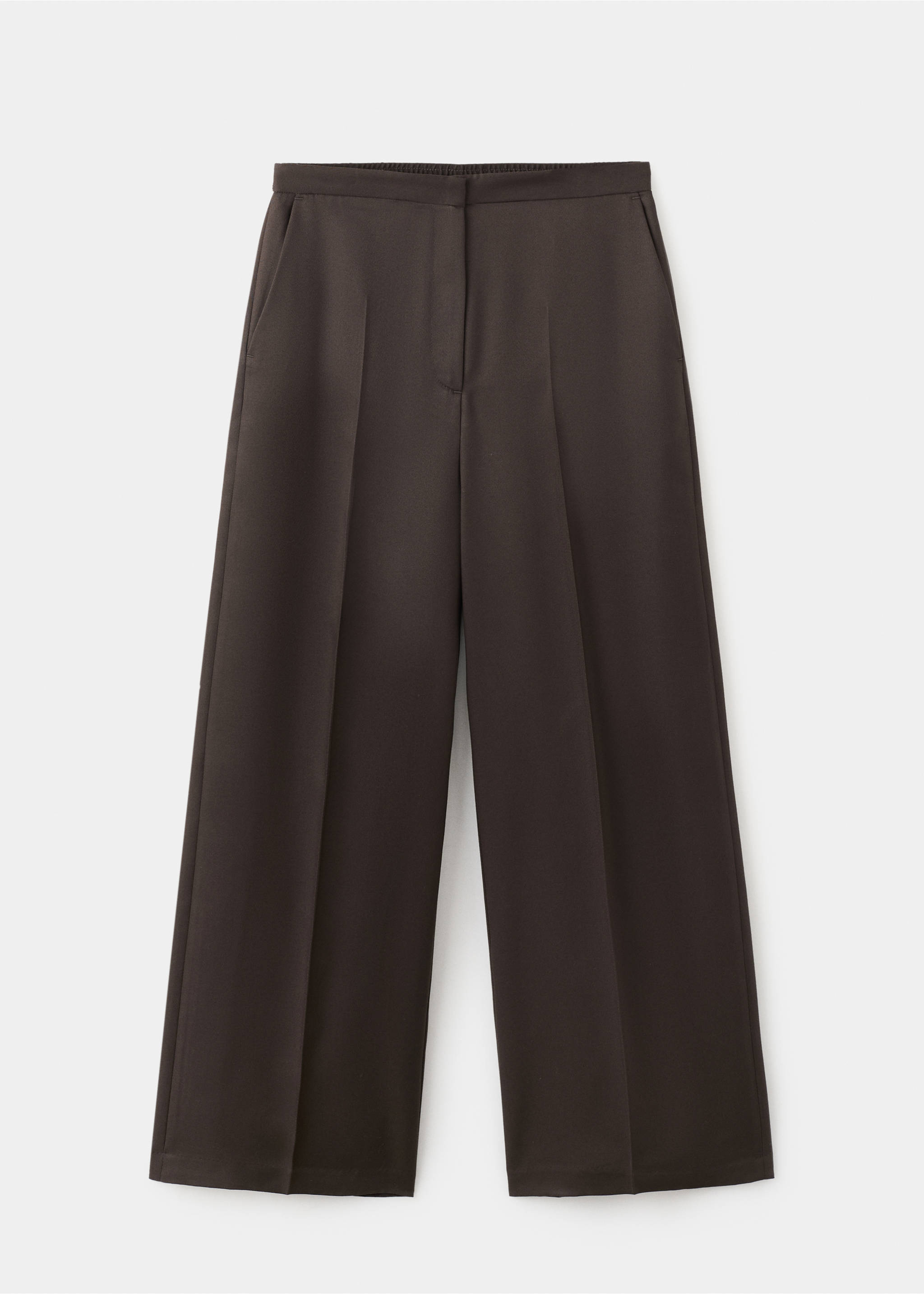 High-waisted lyocell trousers - Article without model, Chocolate. Ref: 27065964-00.