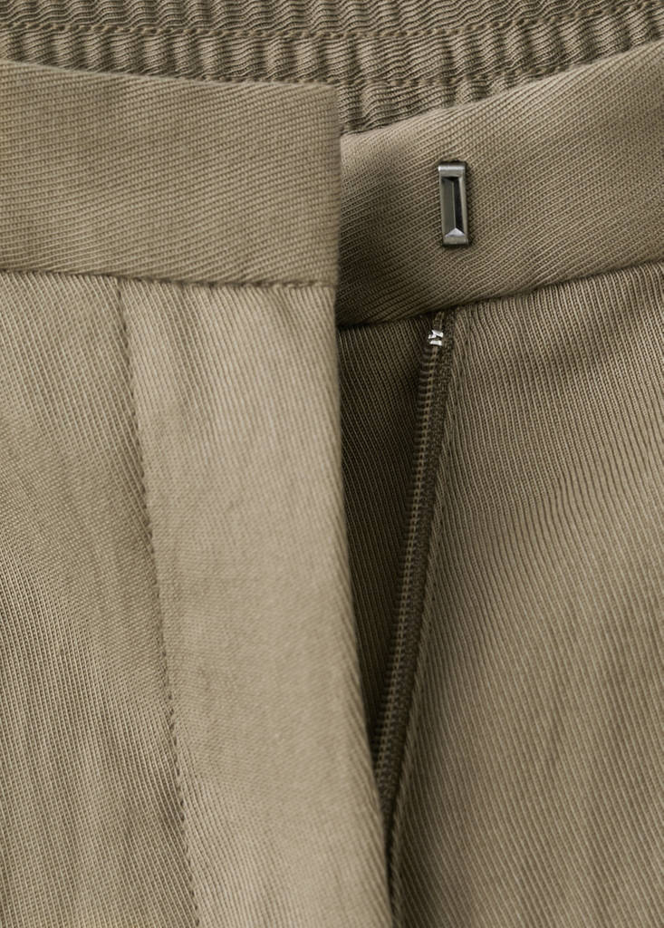 High-waisted lyocell trousers — Khaki