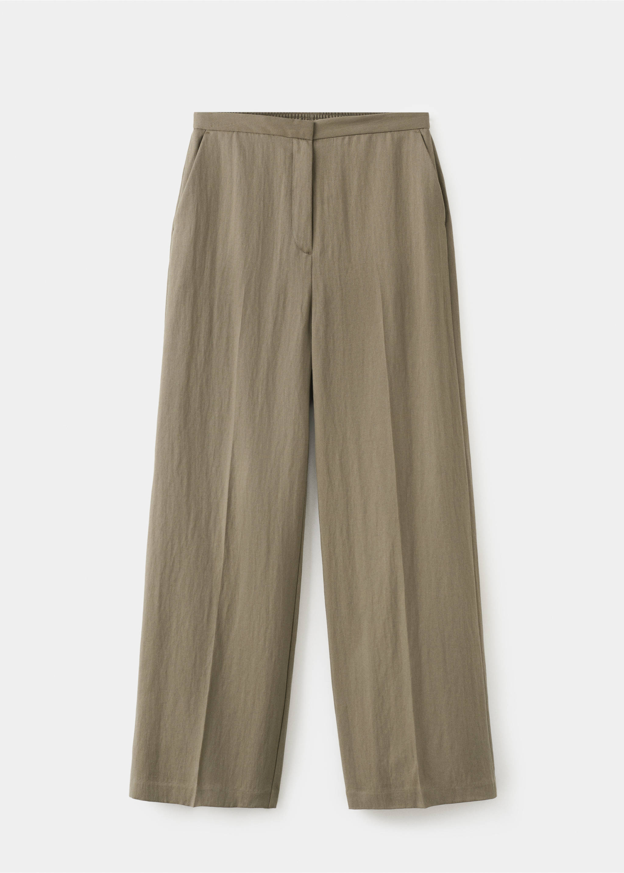 High-waisted lyocell trousers - Article without model, Khaki. Ref: 27065964-00.