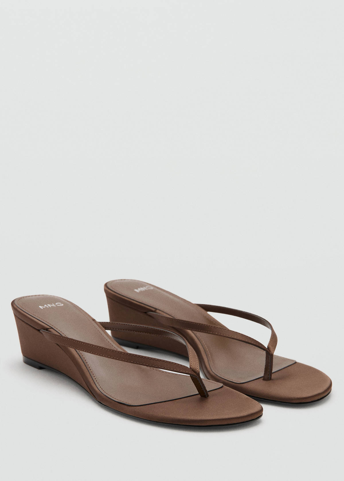 Wedge strips sandals — Chocolate