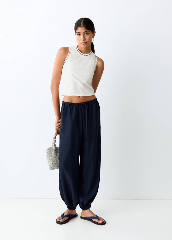 Top with contrasting trims — Off White