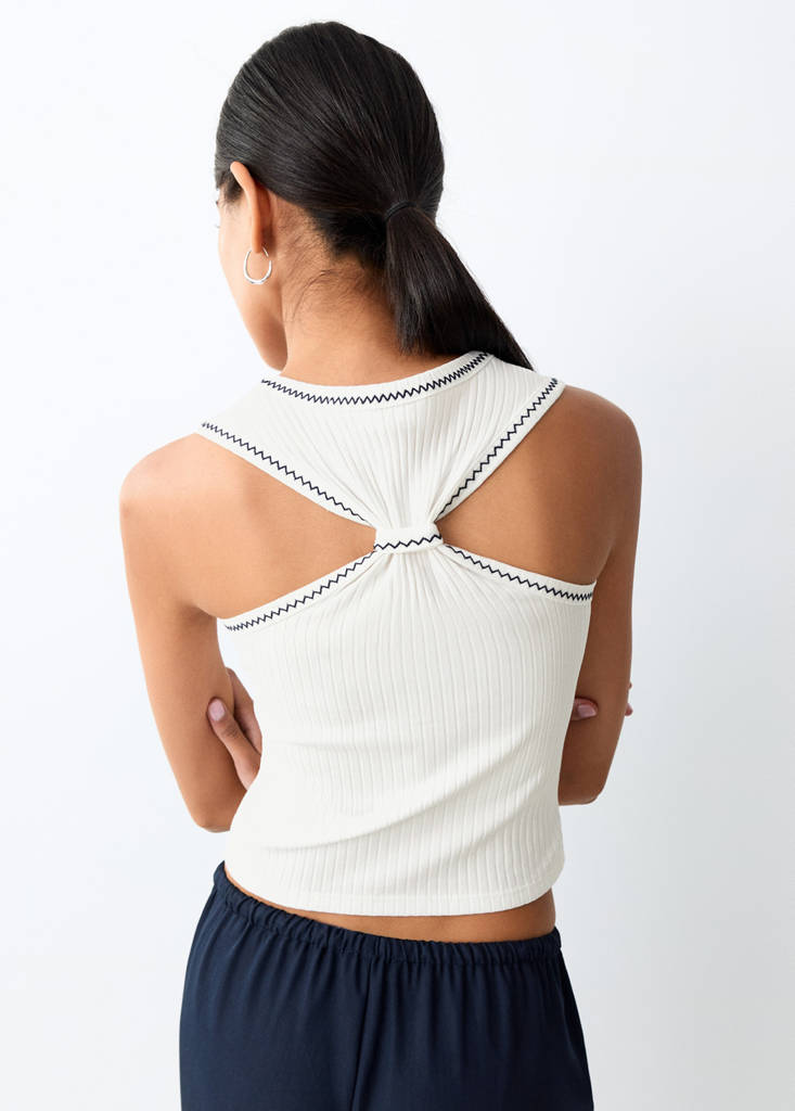 Top with contrasting trims — Off White
