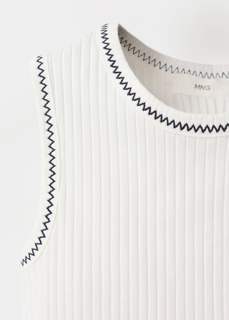 Top with contrasting trims — Off White