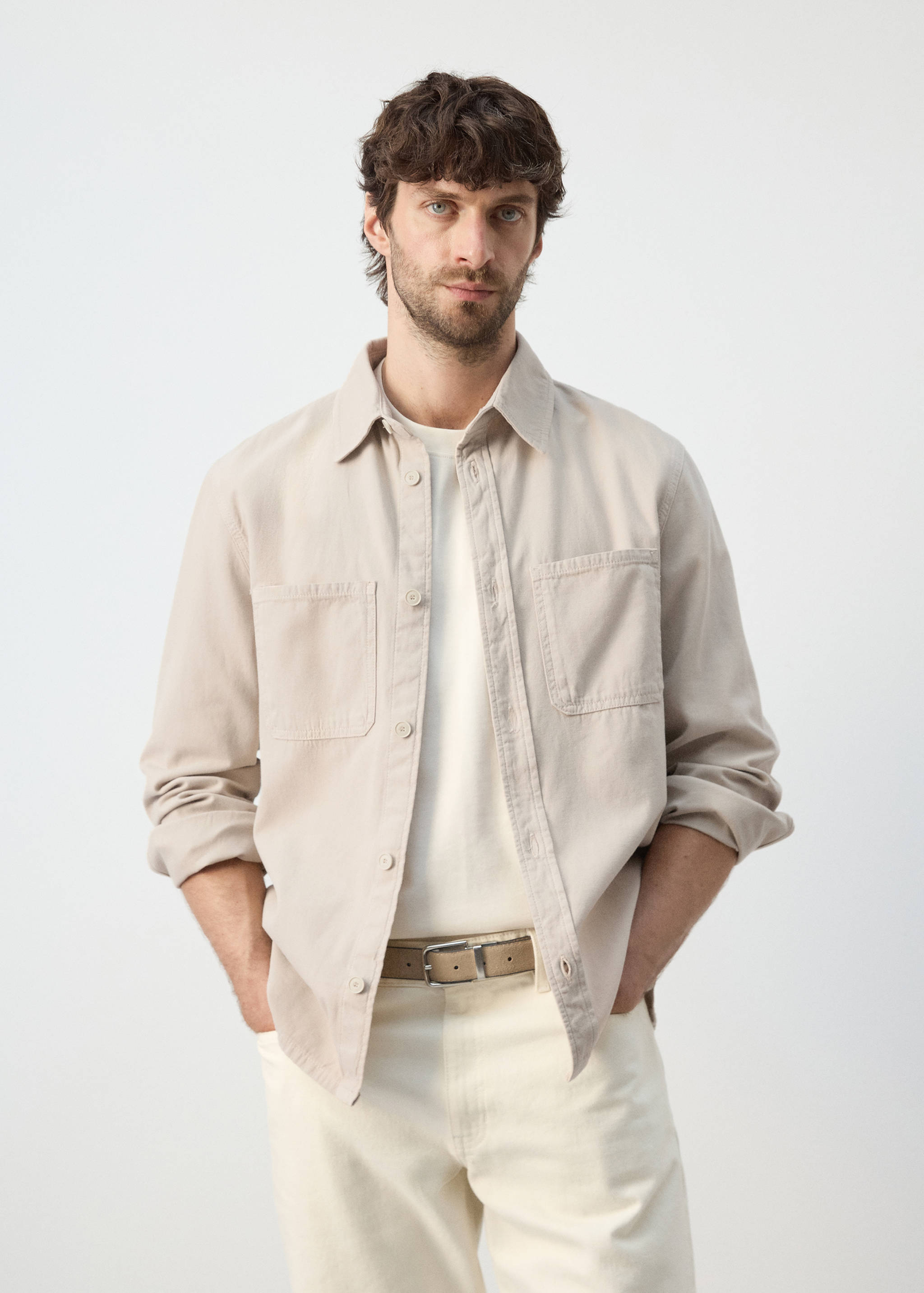 100% cotton overshirt with pockets - Medium plane