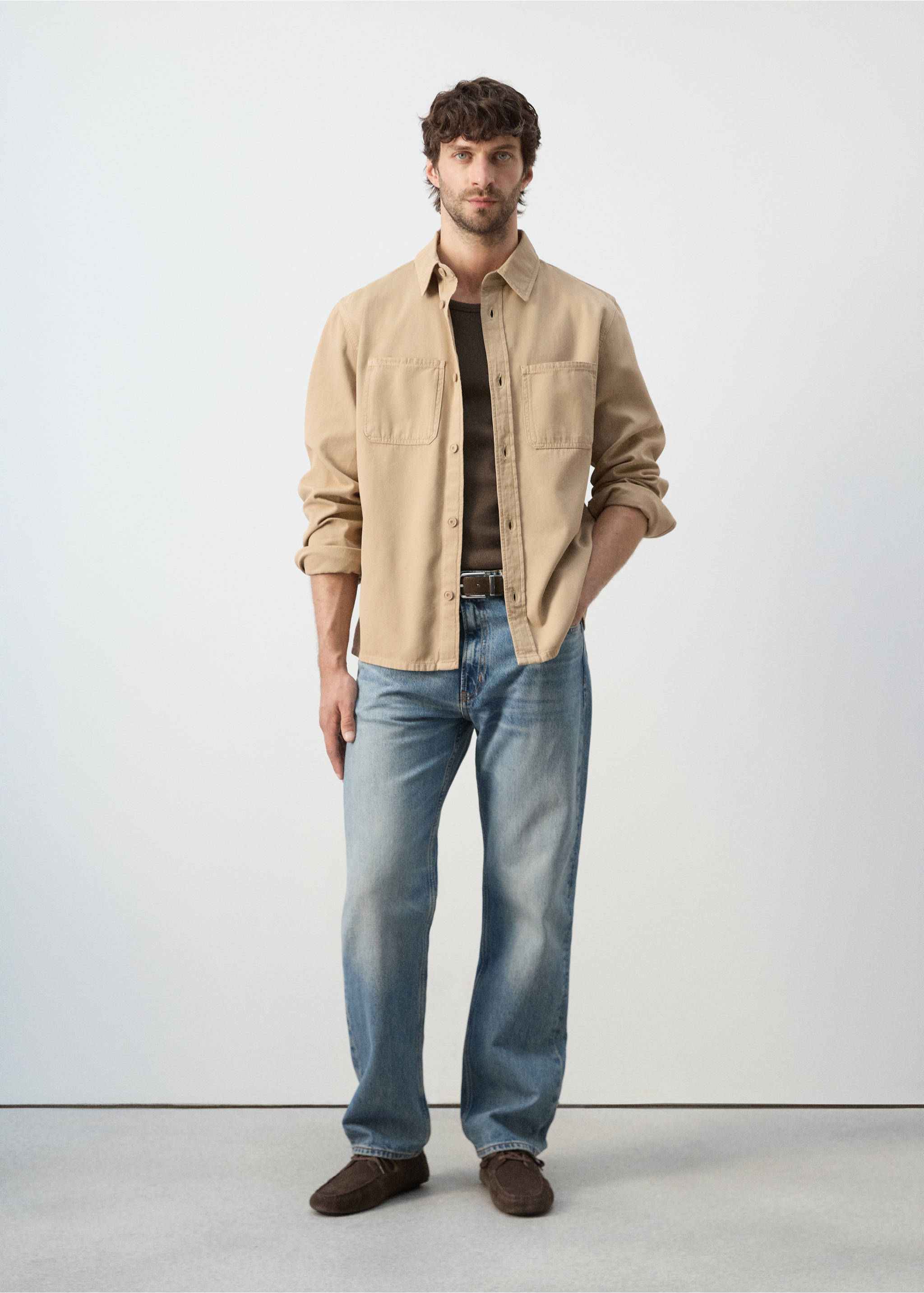 100% cotton overshirt with pockets - General plane, Beige. Ref: 27065968-00.