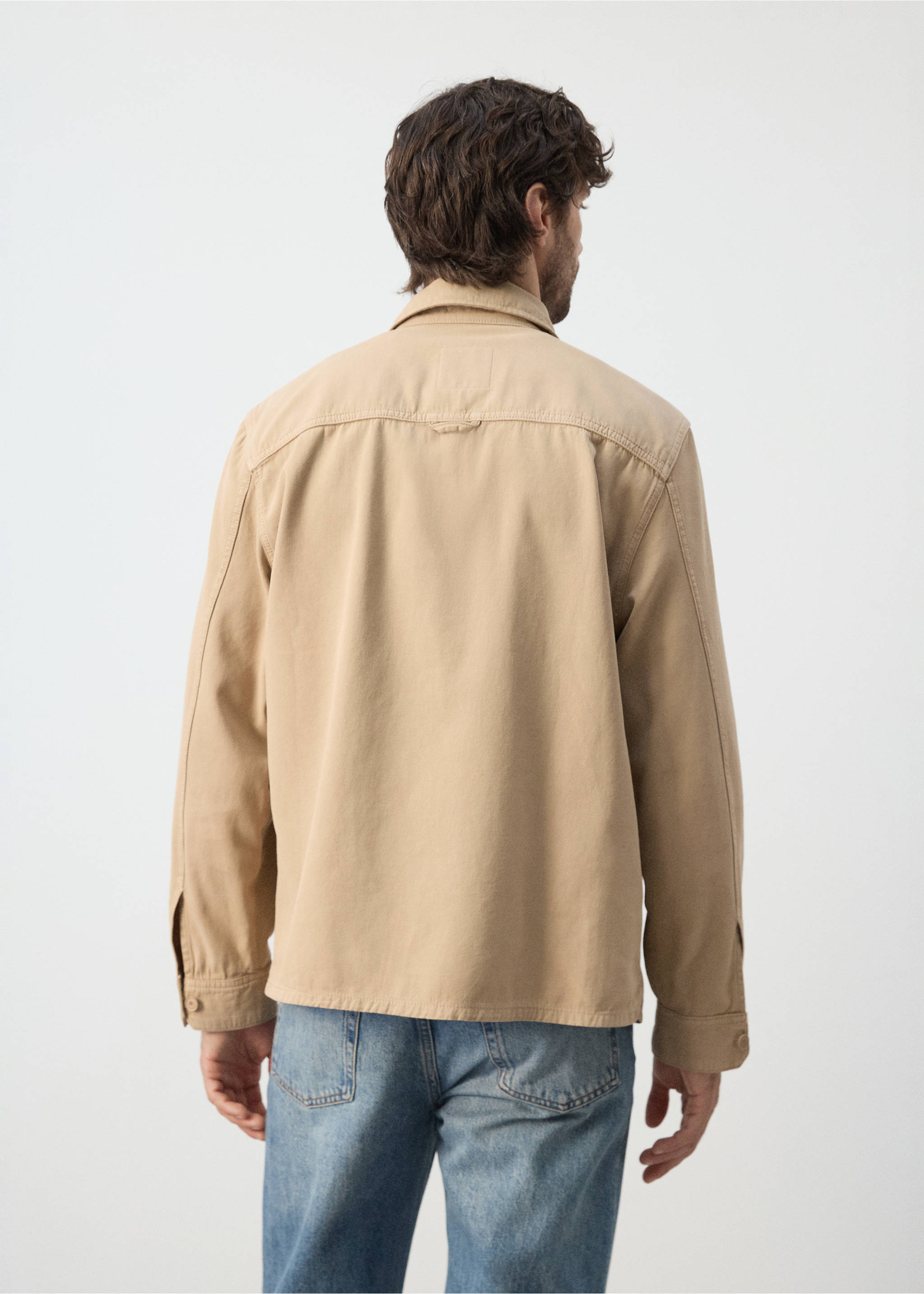100% cotton overshirt with pockets - Reverse of the article, Beige. Ref: 27065968-00.