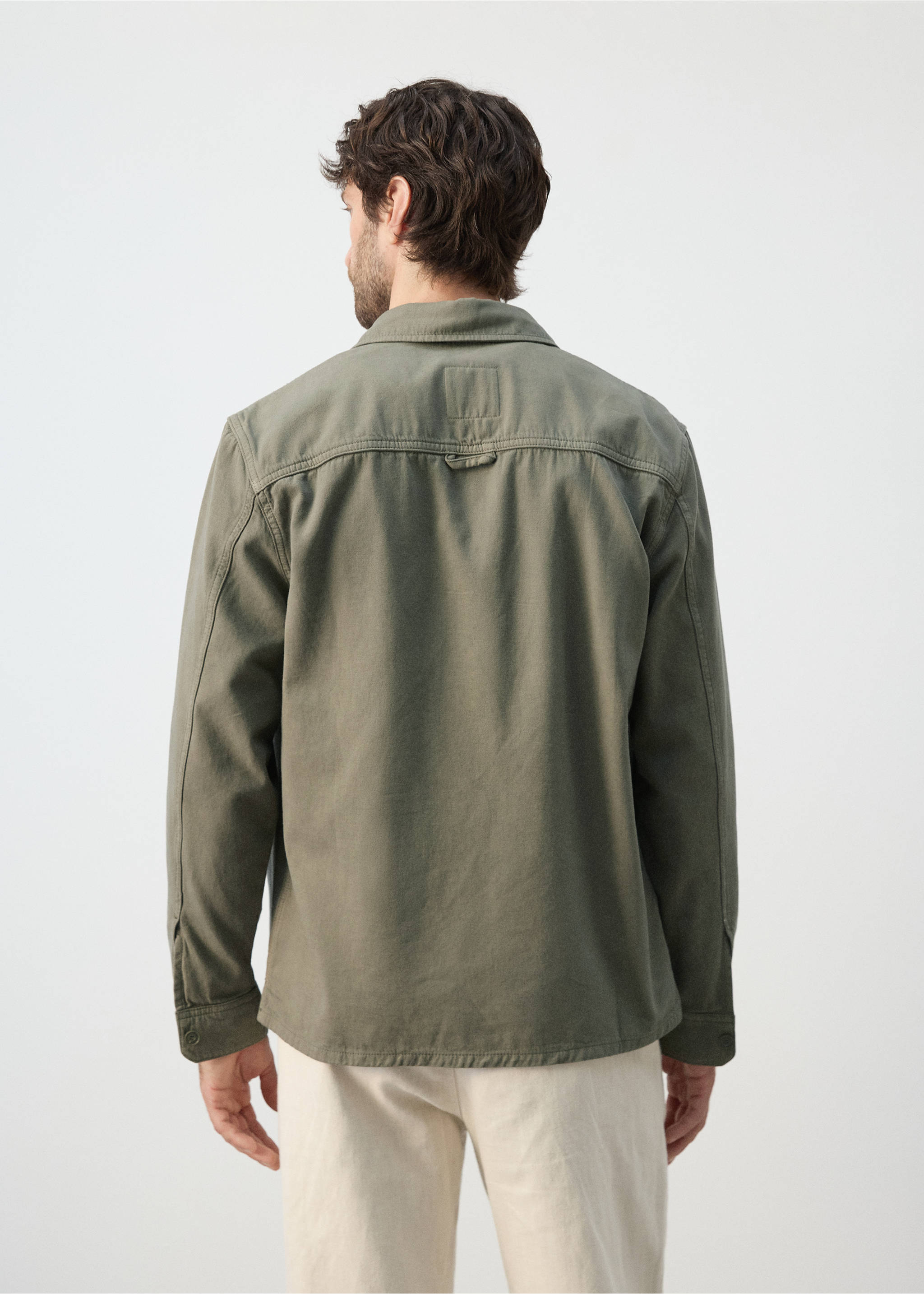 100% cotton overshirt with pockets - Reverse of the article, Khaki. Ref: 27065968-00.