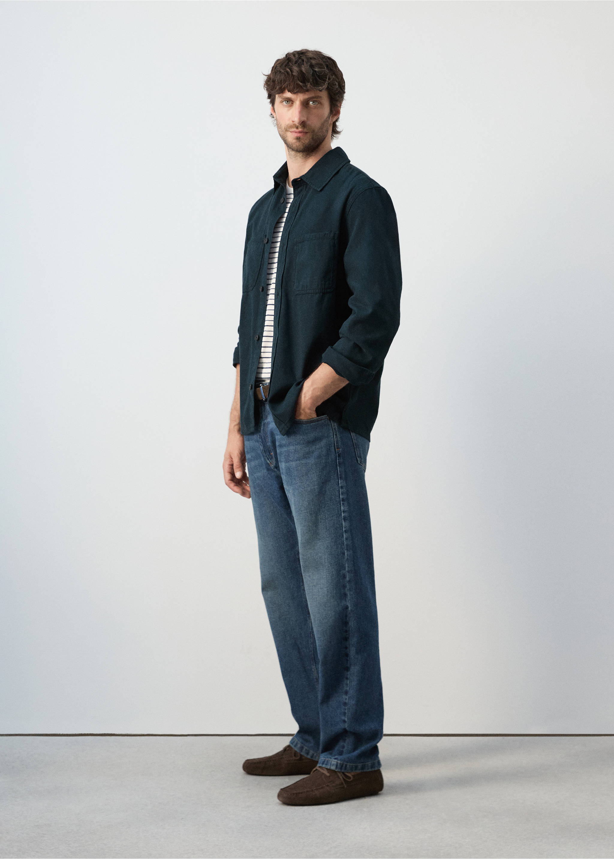 Sobrecamisa 100% cotó butxaques - Detall de l'article 2, Blau marí. Ref: 27065968-00.