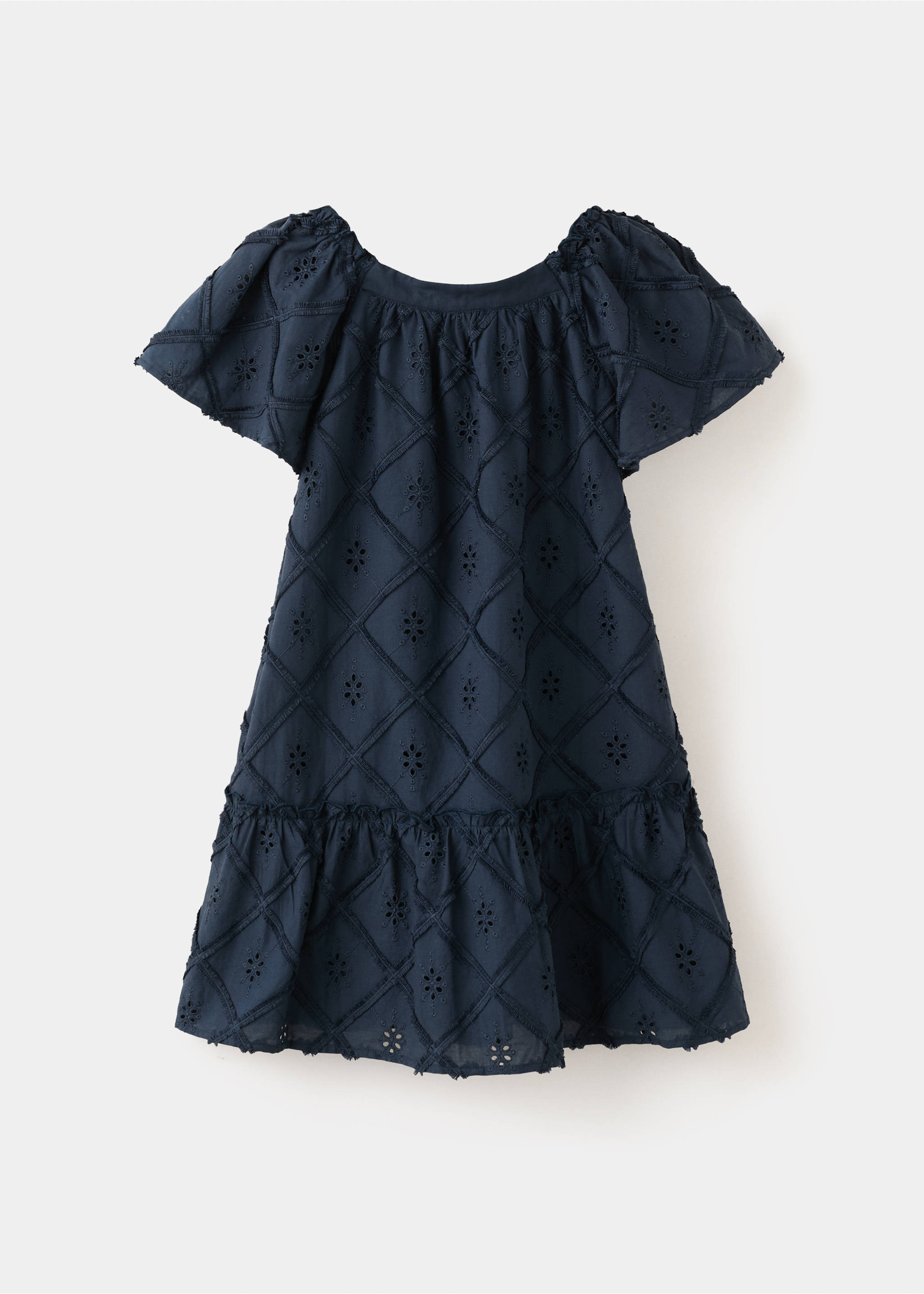 Embroidered short dress - Reverse of the article, Navy. Ref: 27065969-00.