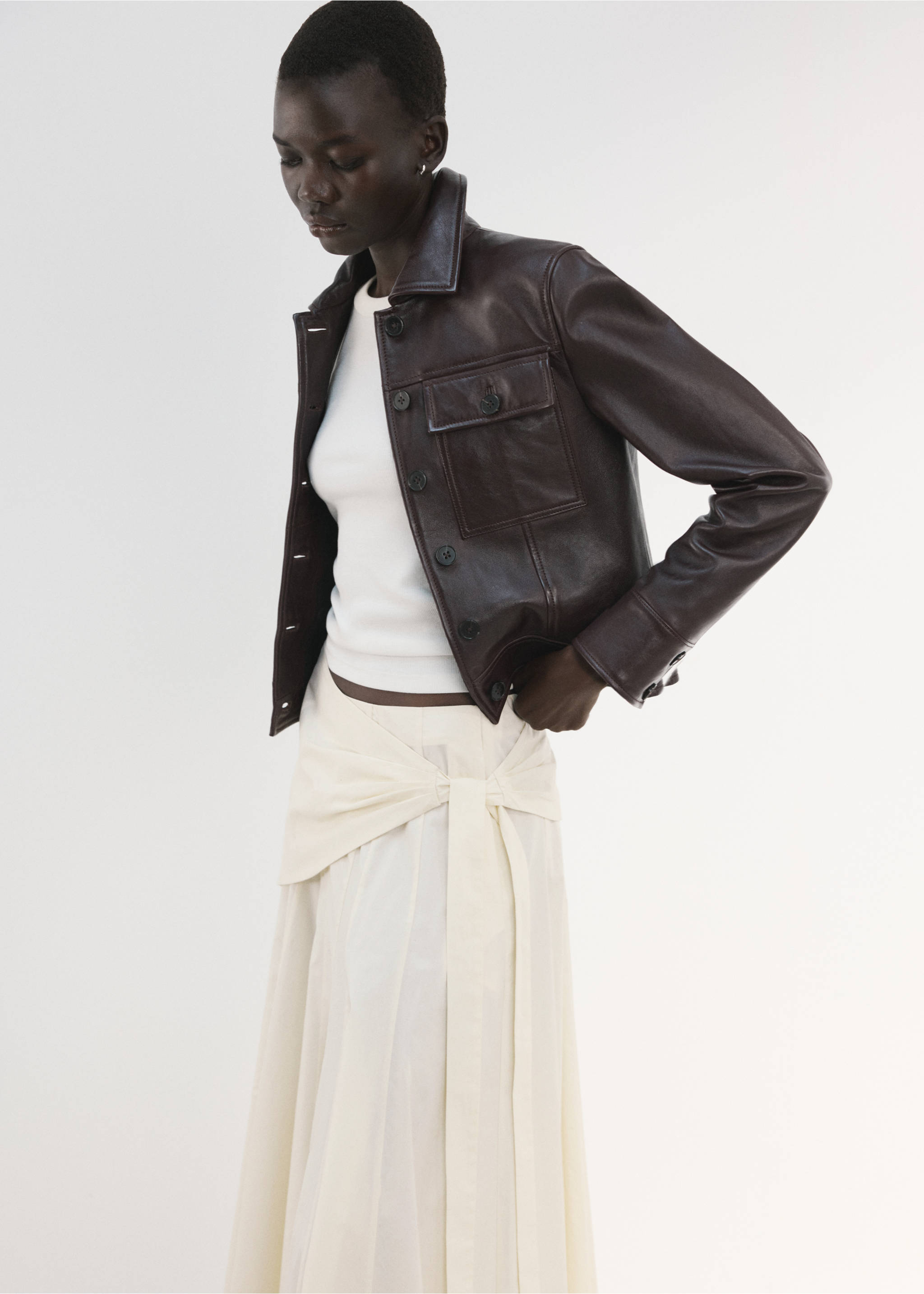 Jupe évasée détail foulard - Détail de l'article 1, Blanc cassé. Ref: 27065971-00.