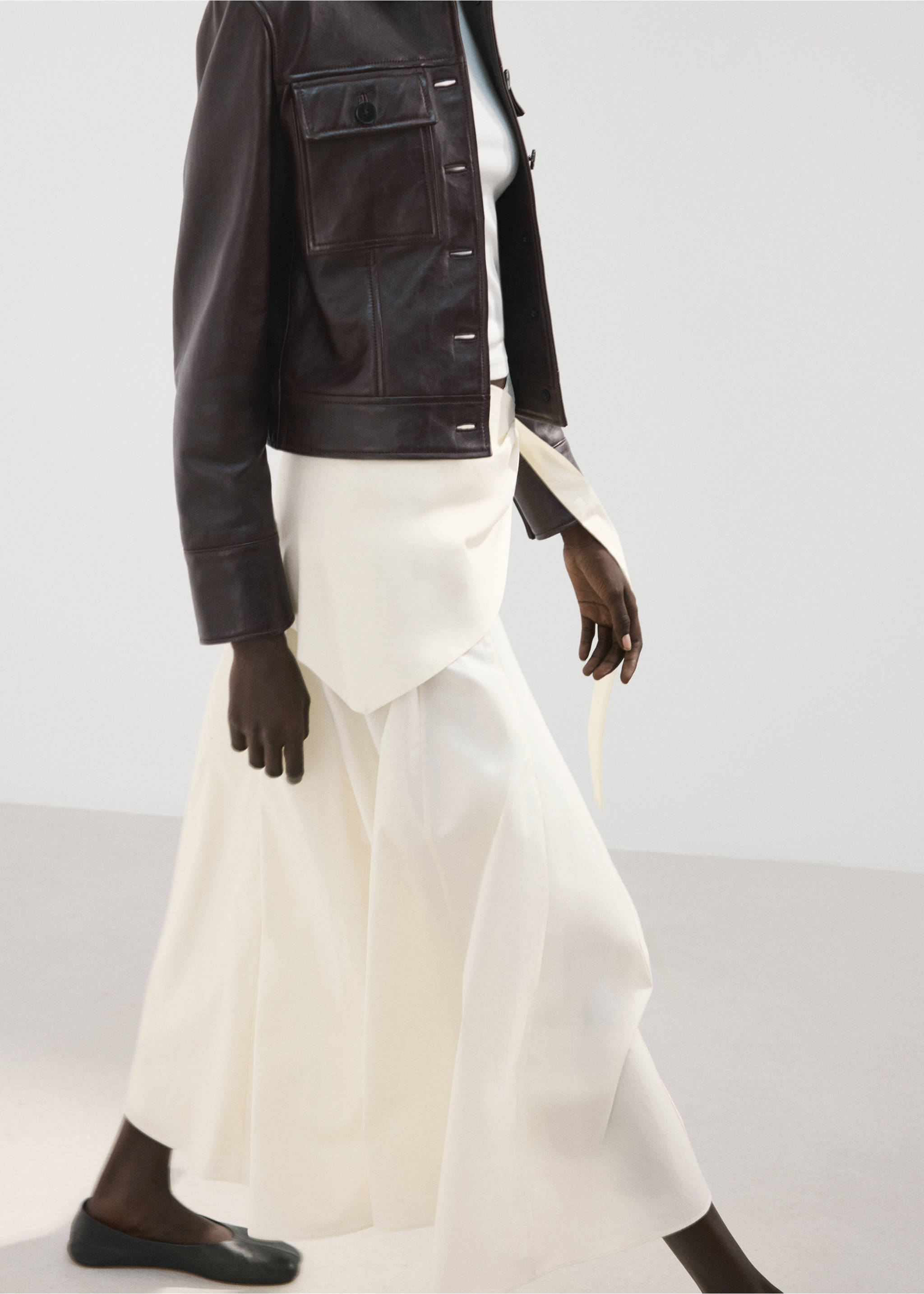 A-line skirt with scarf detail - Details of the article 2, Off White. Ref: 27065971-00.
