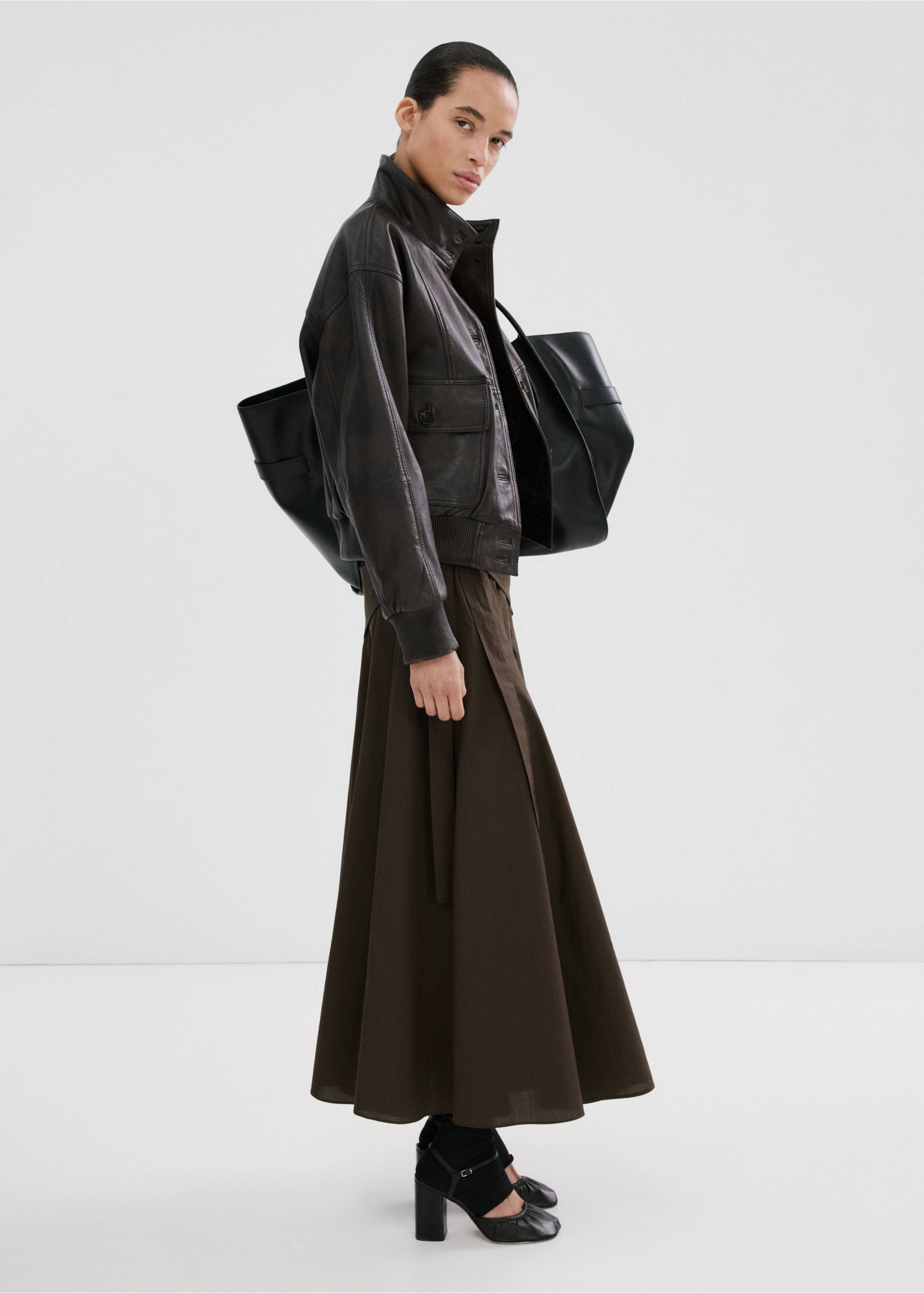 A-line skirt with handkerchief detail - General plane, Chocolate. Ref: 27065971-00.