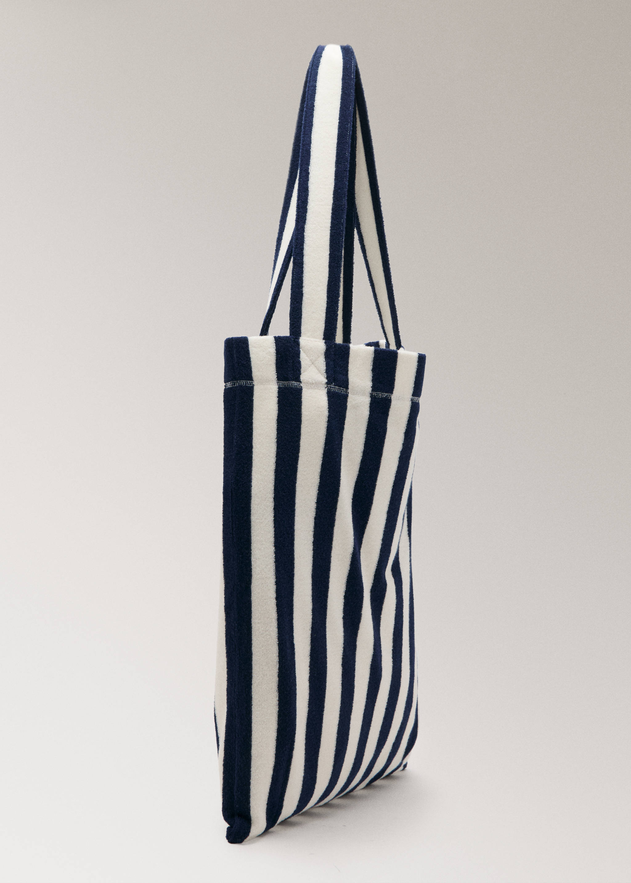 Striped terry cotton tote bag - Medium plane