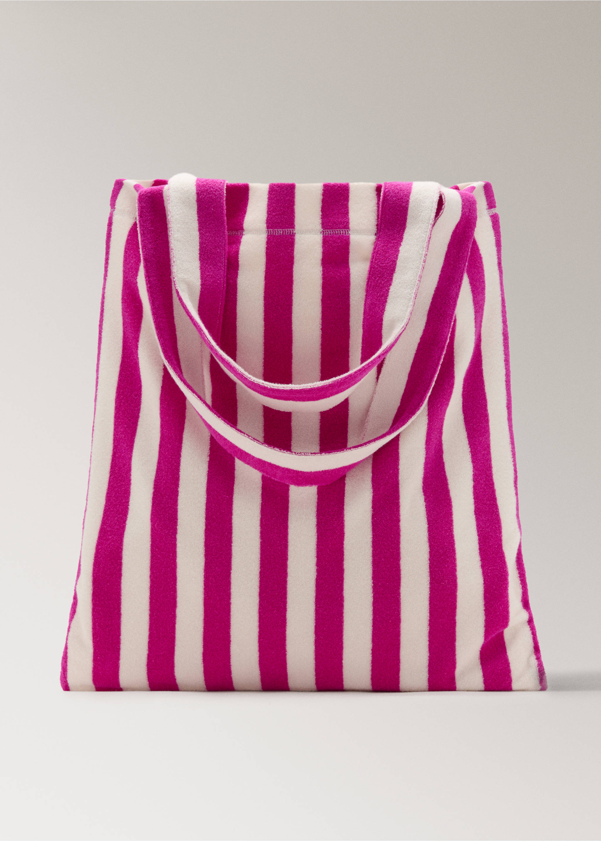 Randig axelväska i frottébomull - Artikel utan modell, Fuchsia. Ref: 27065972-00.