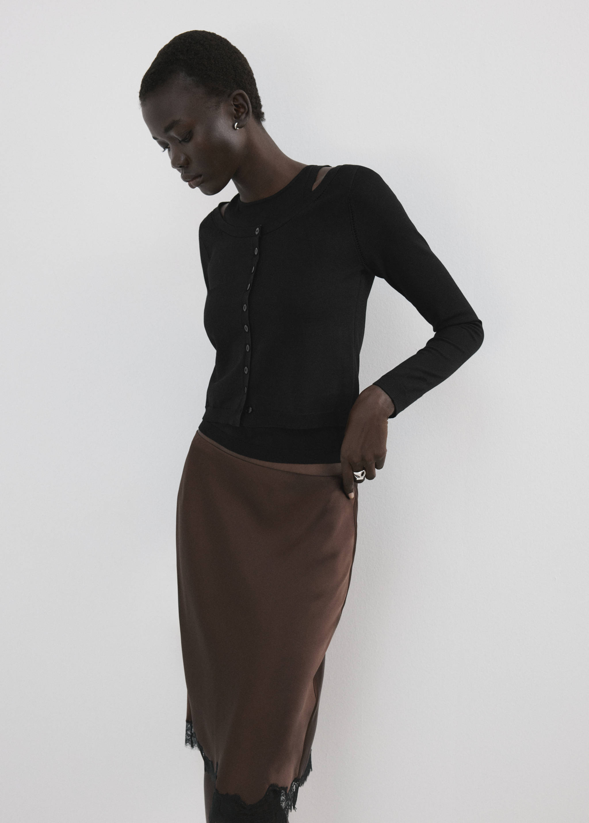 Combined knitted sweater - Medium plane