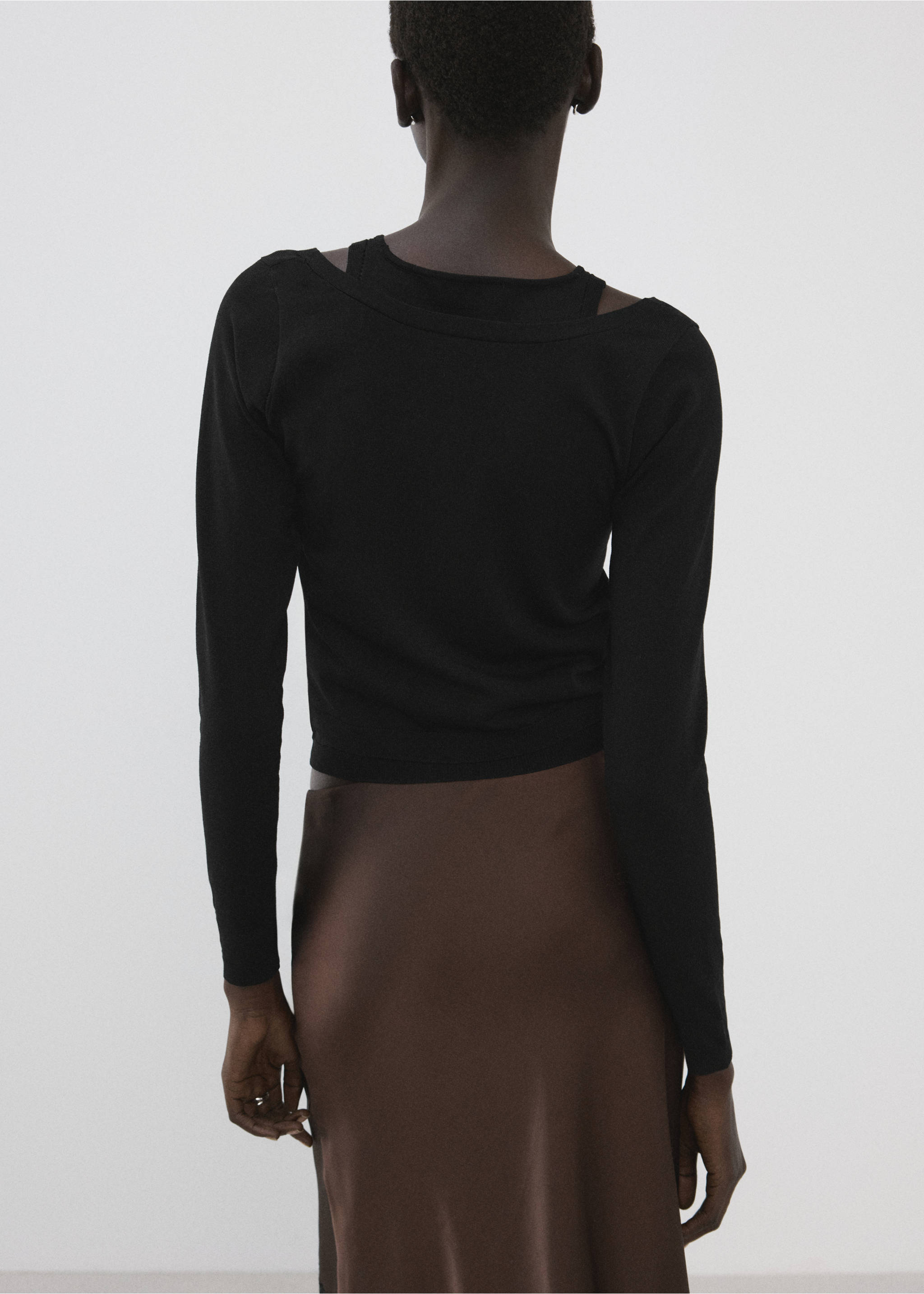 Combined knitted sweater - Reverse of the article, Black. Ref: 27065979-00.