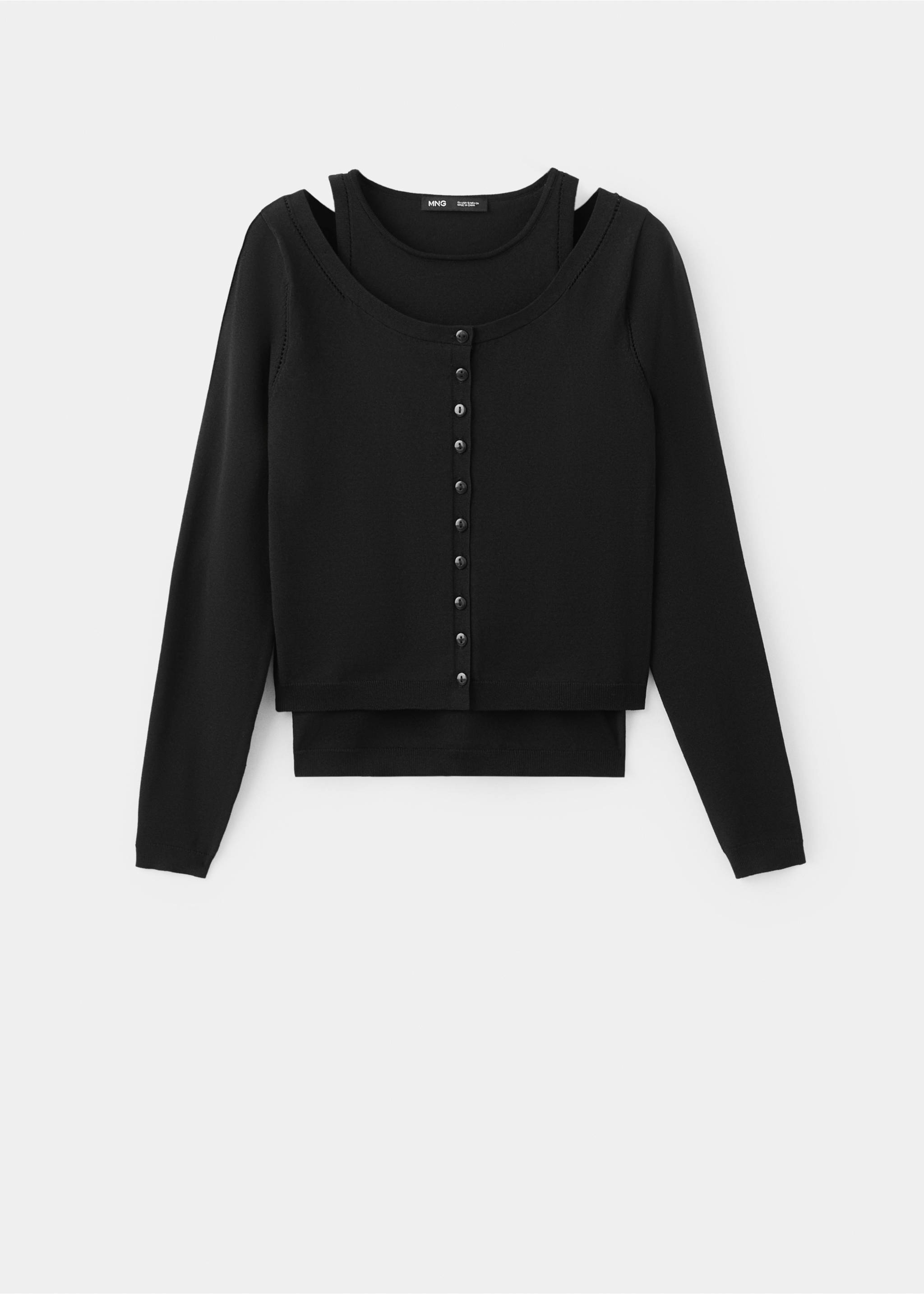 Combined knitted sweater - Article without model, Black. Ref: 27065979-00.