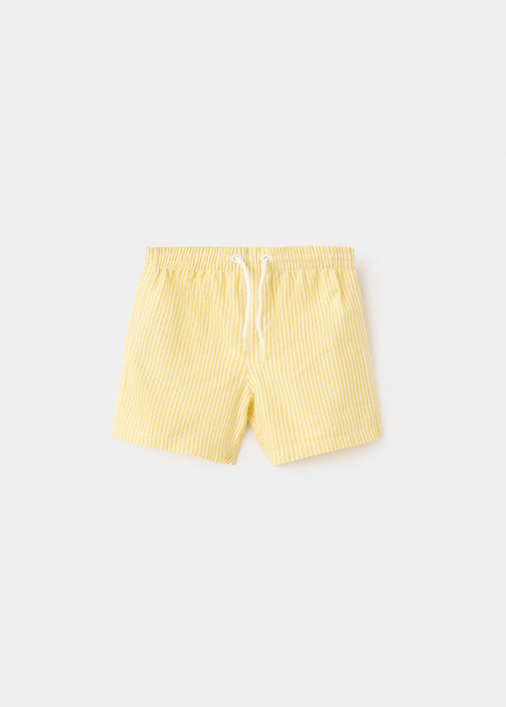 Striped drawstring swimsuit — Yellow