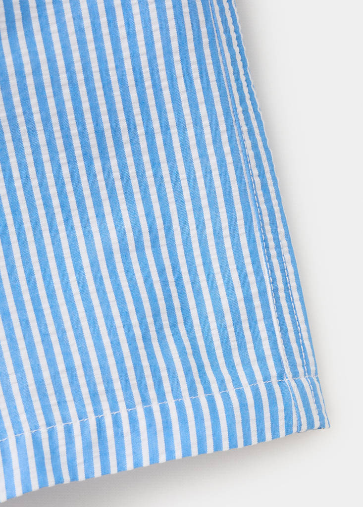 Striped drawstring swimsuit — Blue
