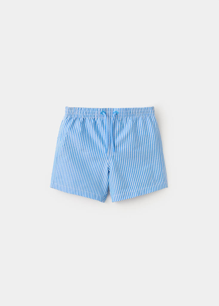 Striped drawstring swimsuit — Blue