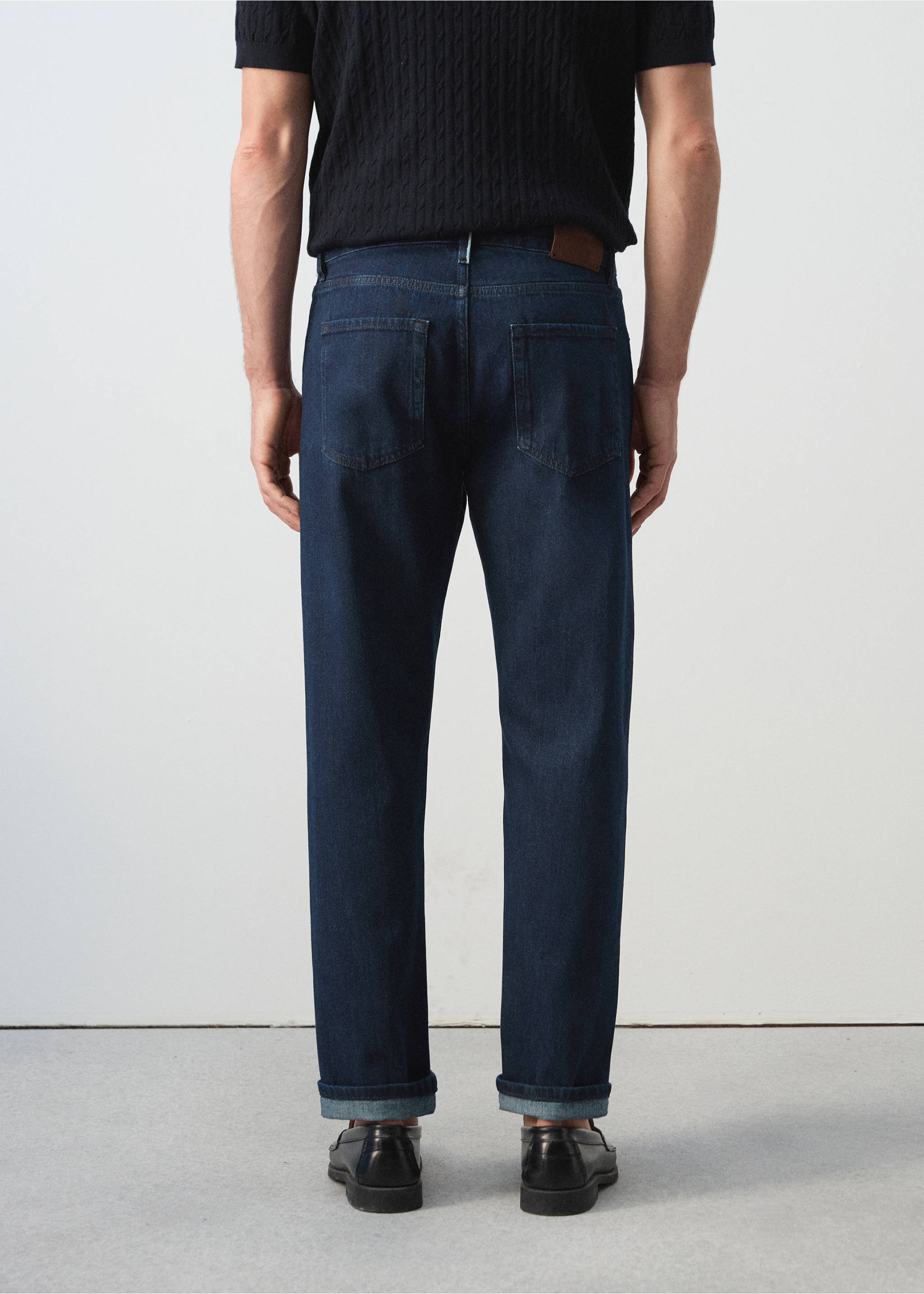 جينز 100% قطن بقصة منتظمة قصيرة - الجهة الخلفية للمنتج, أزراق ناصع. Ref: 27065982-00.