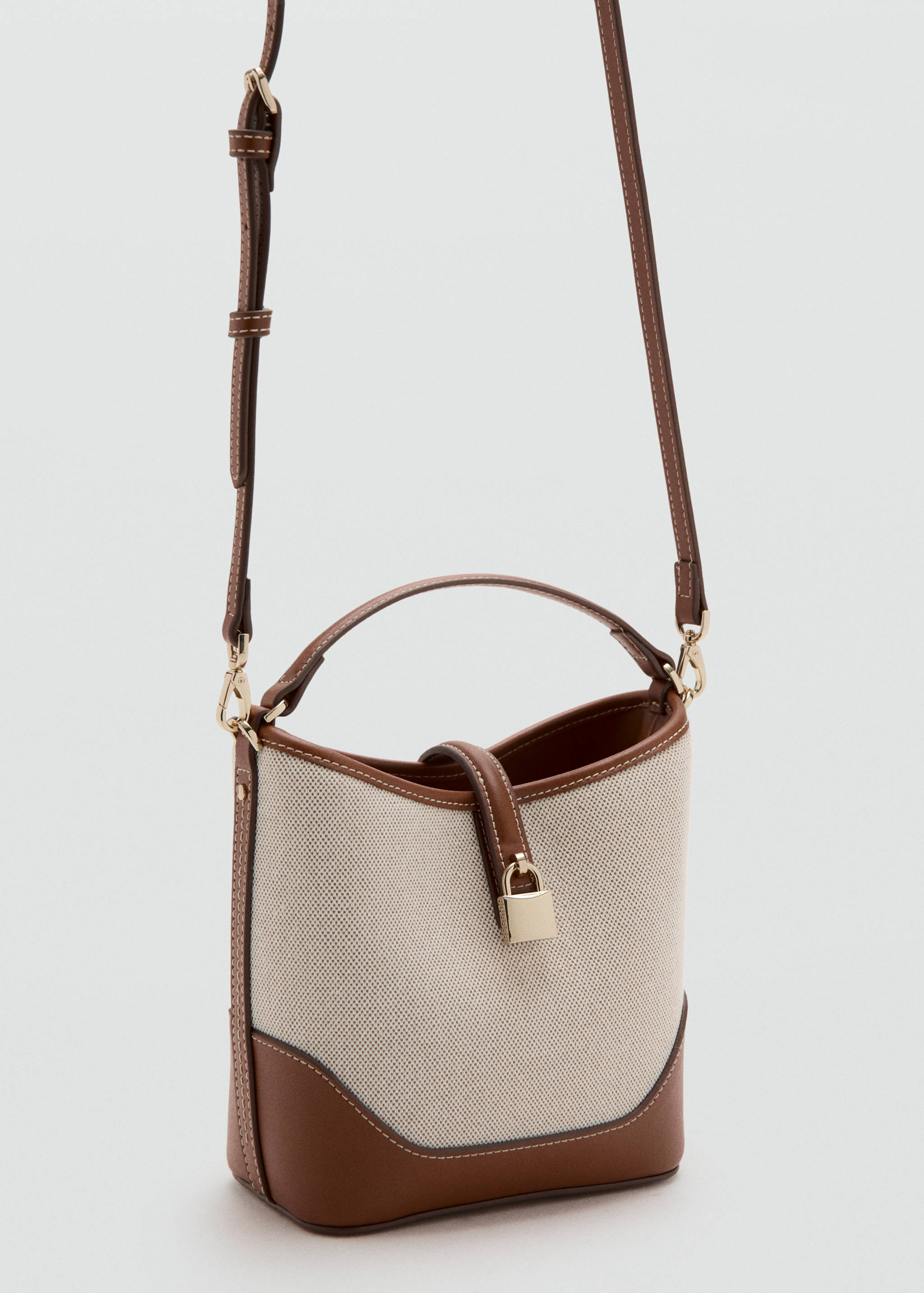 Contrasting canvas bucket bag - Medium plane