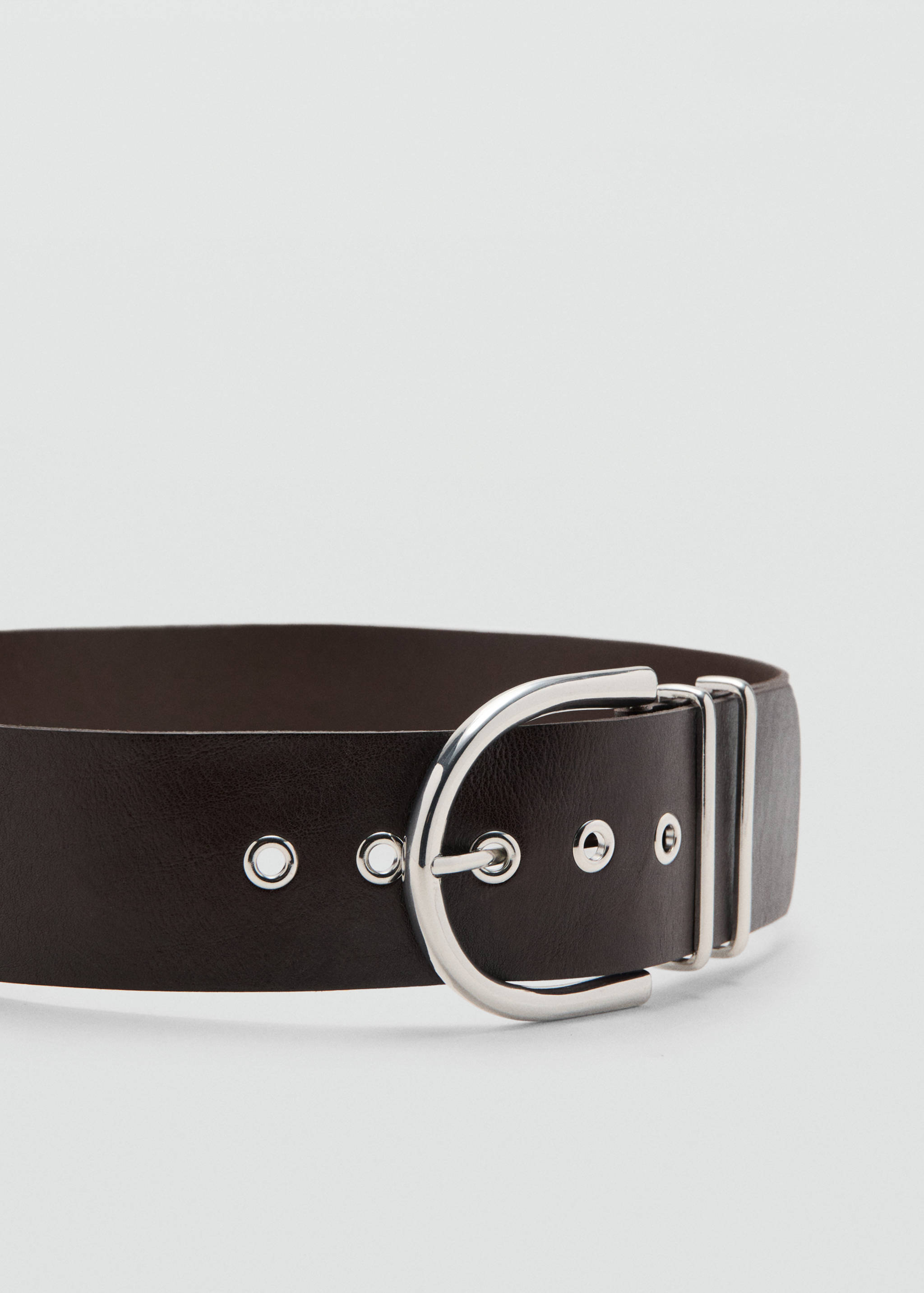 Leather belt with oval buckle - Medium plane