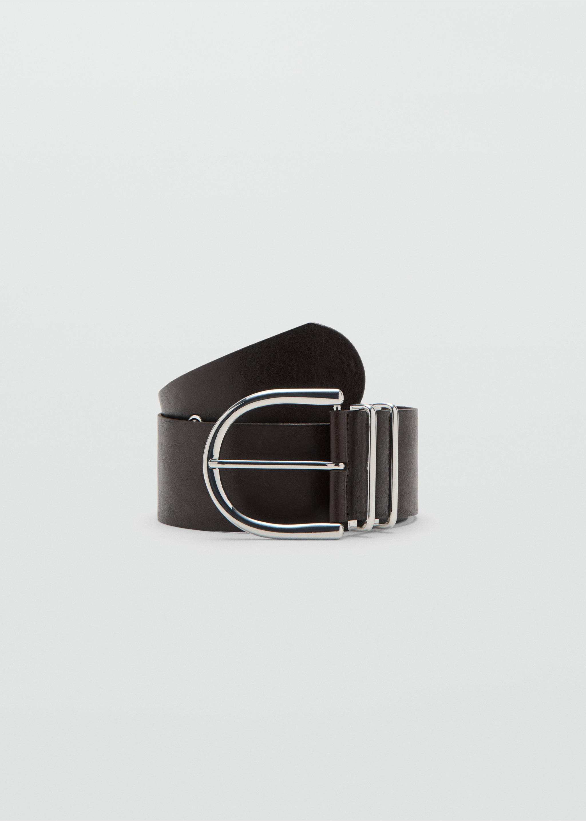 Leather belt with oval buckle - Article without model, Chocolate. Ref: 27065986-00.