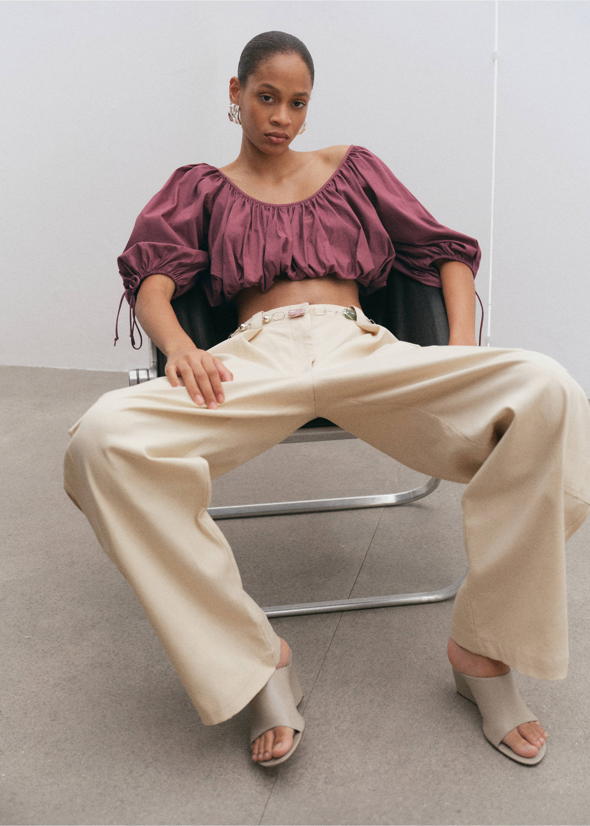 Sandales cuir talon compensé - Plan général, Gris. Ref: 27065992-00.