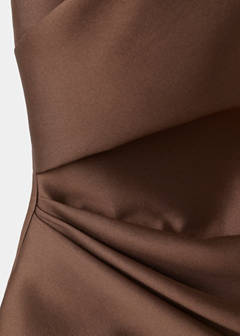 Asymmetric draped gown — Brown 6