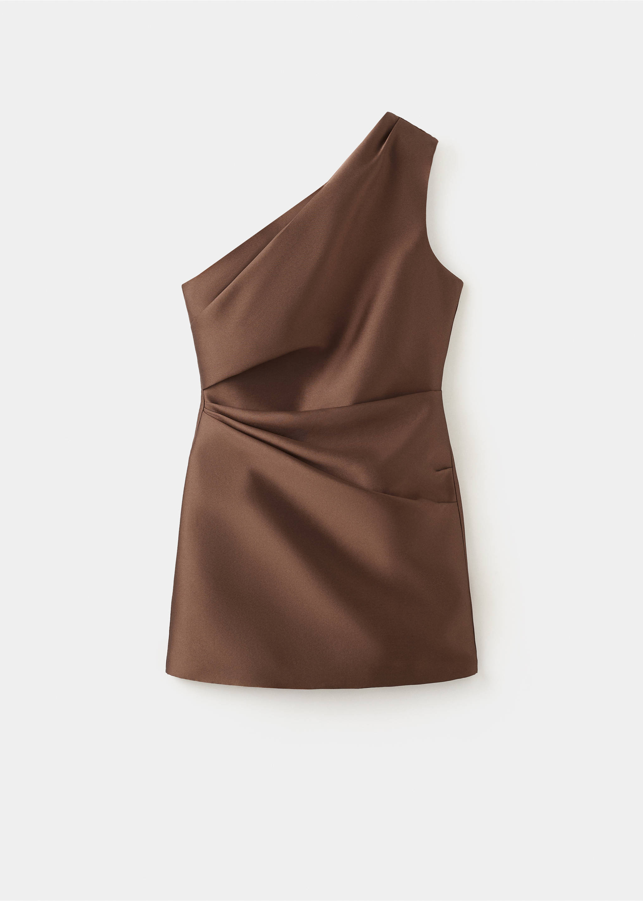 Asymmetrische gedrapeerde jurk - Artikel zonder model, Bruin. Ref: 27065993-00.